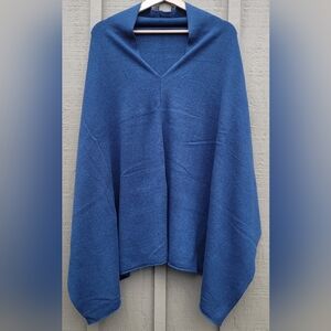 Cashmere Poncho/Scarf Handmade In Nepal, Blue